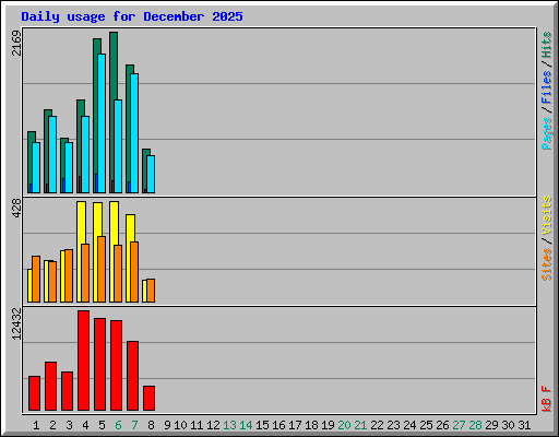 Daily usage for December 2025